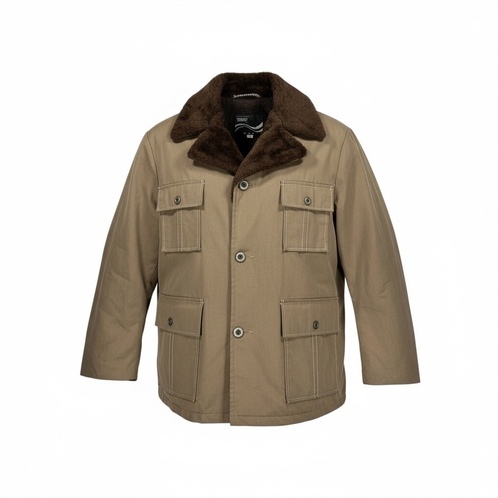 Vintage 70s Montgomery Ward Wamsutta Storm-Plus Field Jacket Faux Fur Tan 52
